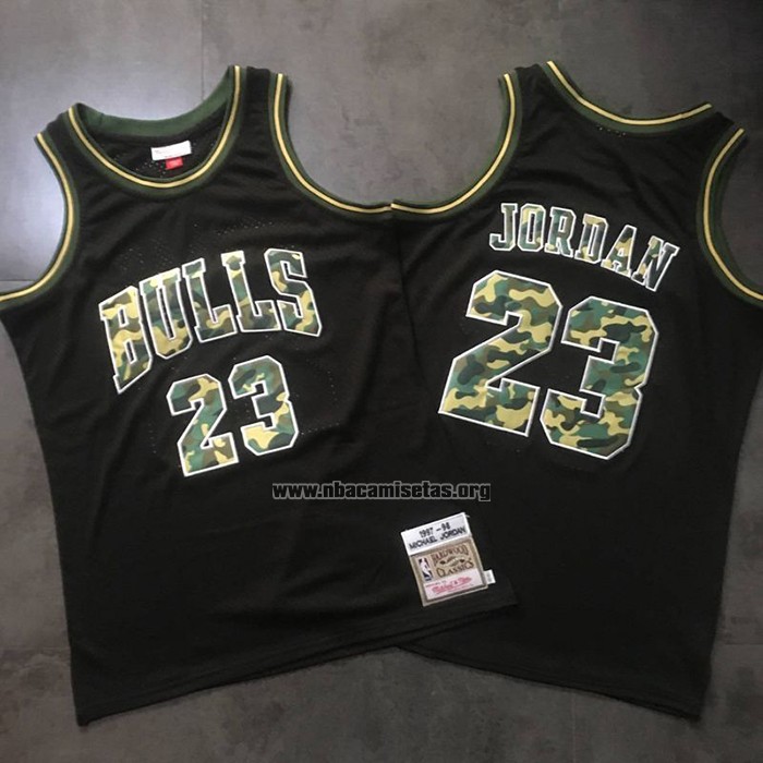 Camiseta Chicago Bulls Michael Jordan NO 23 Camuflaje Negro